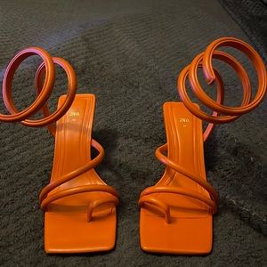 Zara spiral strap heeled sandals - size 9 NWT